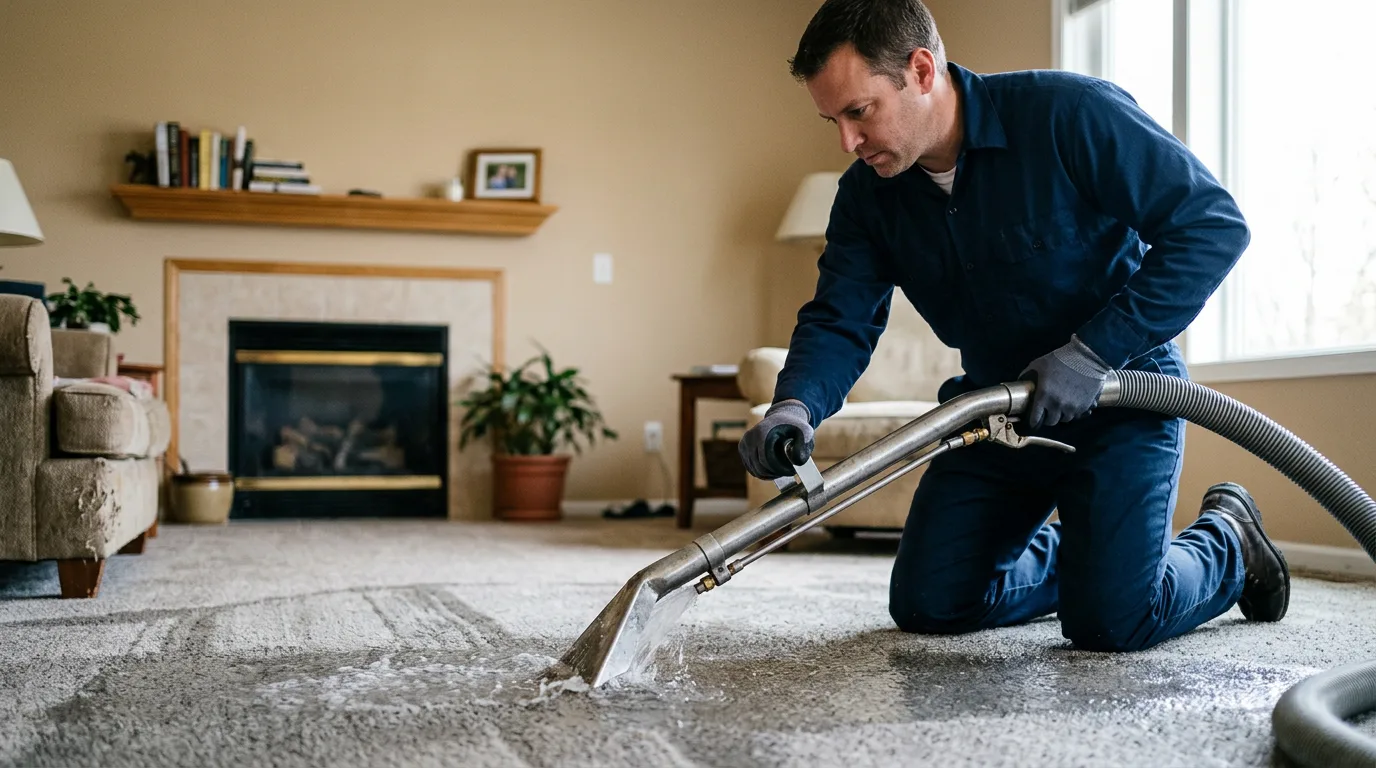 Water damage restoration technician working near Ottine, TX